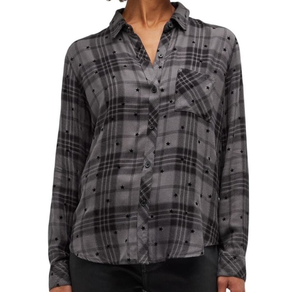 Rails NWT Plaid Long Sleeve Hunter Shirt Iron Black Stars Size S Button Up Soft